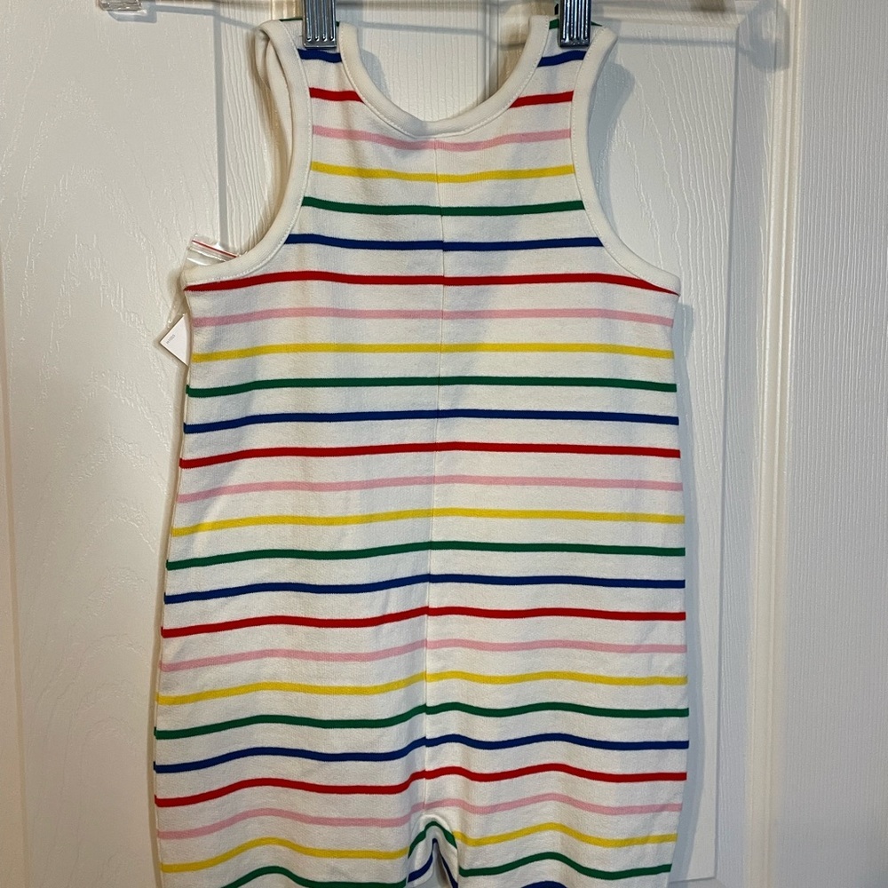 NWT Hanna Andersson white rainbow striped baby overalls sz 75 ( 12 to 18mths) - Picture 6 of 8